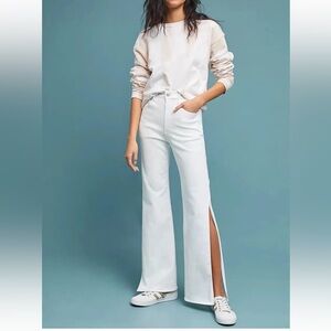 NWT 3X1 Adeline High-Rise Split Flare White Denim Jeans Size 24